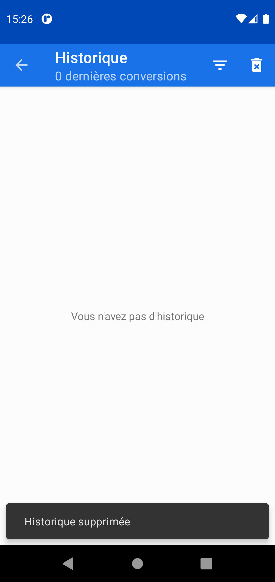 Capture d'écran des types de taux possible